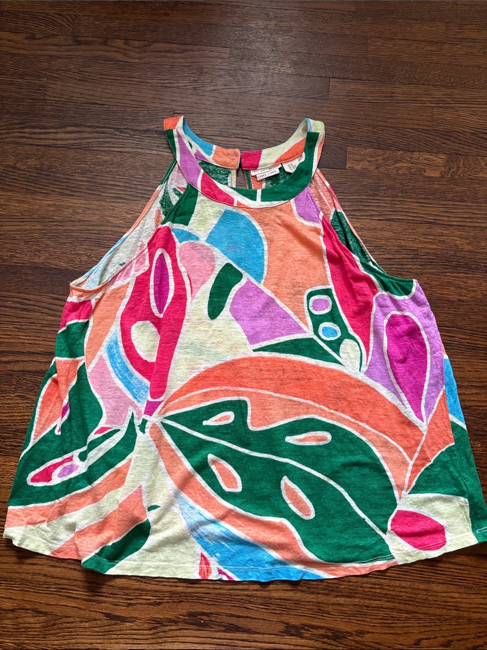 Christian Siriano Multicolor Abstract Floral Tank Top
